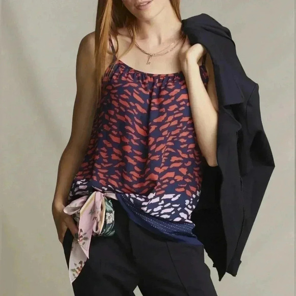 CAbi Tops - Cabi Small Tank Top Smooch Cami Blue Red Pink Spaghetti Strap Chiffon